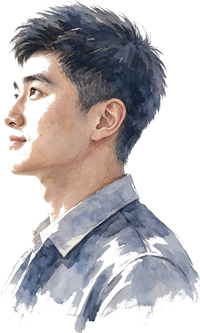Watercolor portrait of Zibin Zhao
